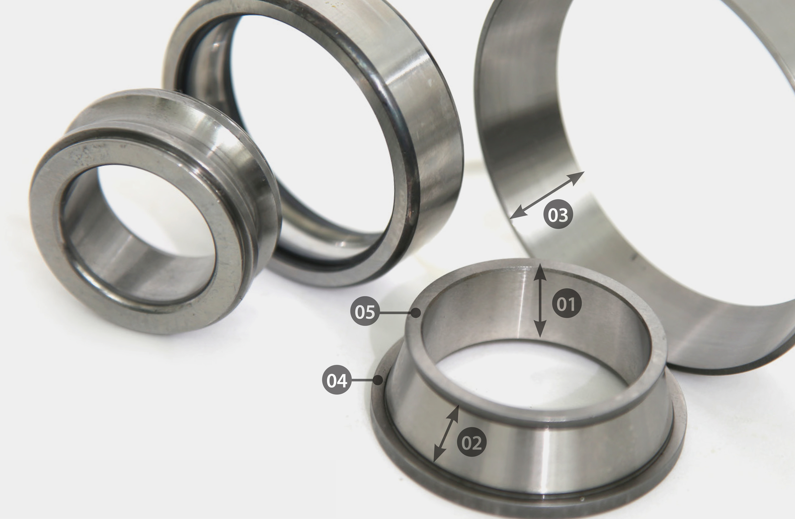 Bearing rings with the five original position markers.