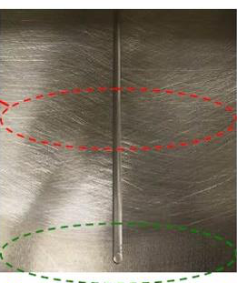 Aluminiumplatte: konditionierte und unkonditionierte Flächen mit ursprünglichen Kontaktmarken.