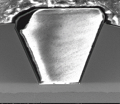 Diamant und galvanische Nickel-Metallbindung im Querschnitt.