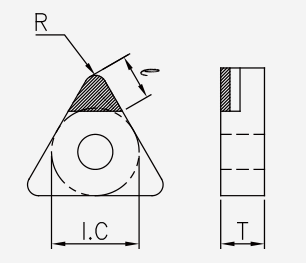 TNGA (PCD / CVD): Schneidplattenmaßzeichnung mit den zugehörigen Geometriezeichen.