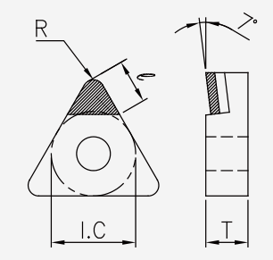 TNGX (PCD / CVD): Schneidplattenmaßzeichnung mit den zugehörigen Geometriezeichen.