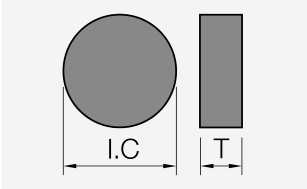 RNGN (solid) (PCBN): Schneidplattenmaßzeichnung mit den zugehörigen Geometriezeichen.