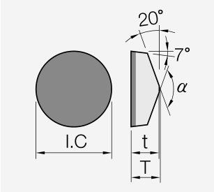 Schneidplatte: isoliertes Maßbild mit unveränderten Geometriezeichen.
