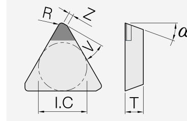 Schneidplatte: isoliertes Maßbild mit unveränderten Geometriezeichen.