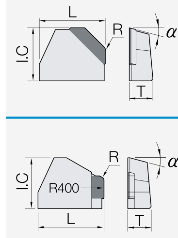 Schneidplatte: isoliertes Maßbild mit unveränderten Geometriezeichen.