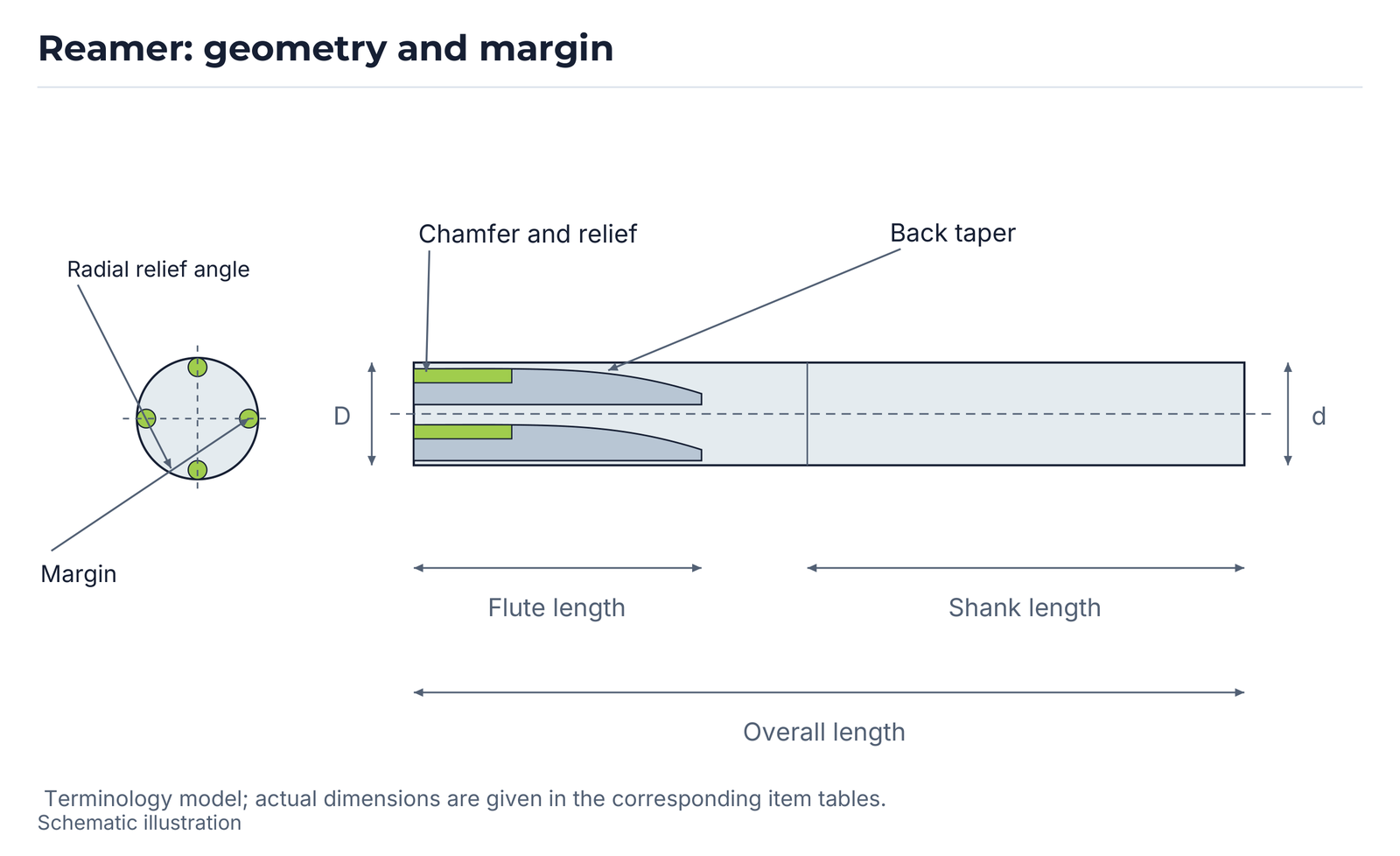Reamer: geometry and margin.