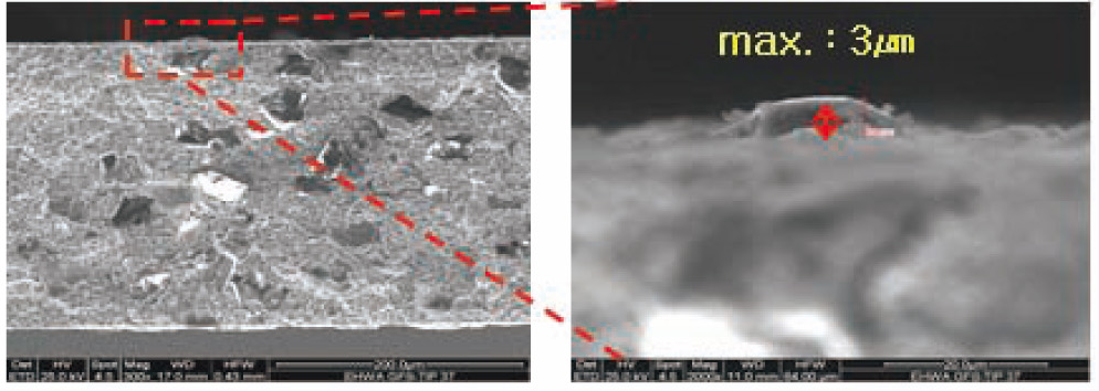 Neue Blattoberfläche, Micro-Blade: maximal 3 µm. Originalmessung, Vergrößerung und Maßstäbe bleiben erhalten.