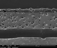 Galvanisch aufgebautes Microblade-Trennblatt, linke Mikrostrukturaufnahme, REM ×200.
