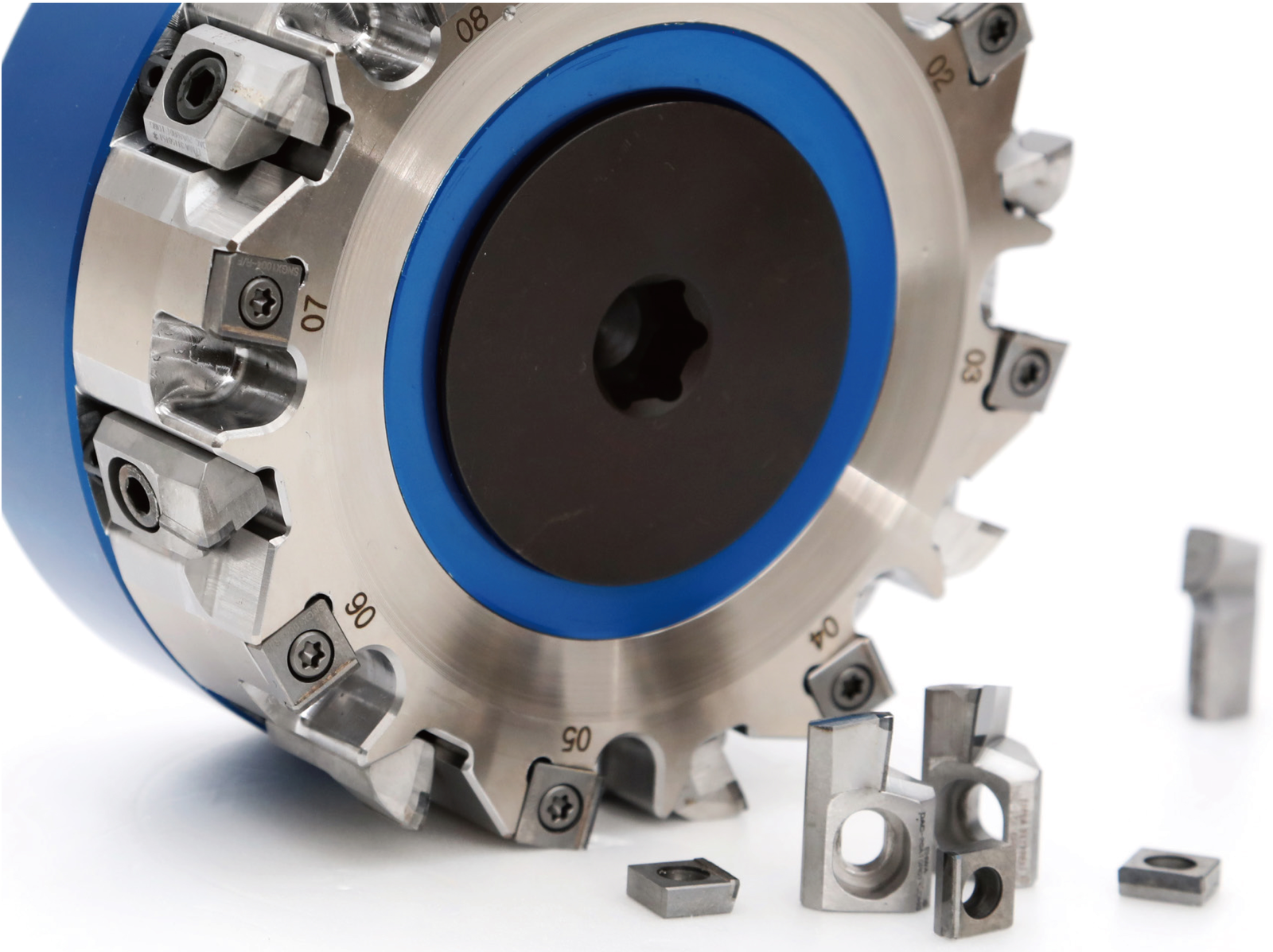 XF face milling cutter with separate cartridges and inserts.