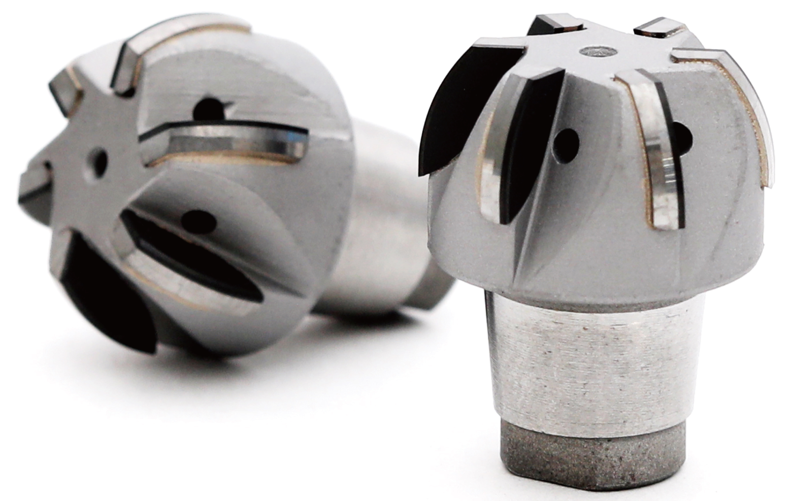 Both PCBN end-mill designs in detail.