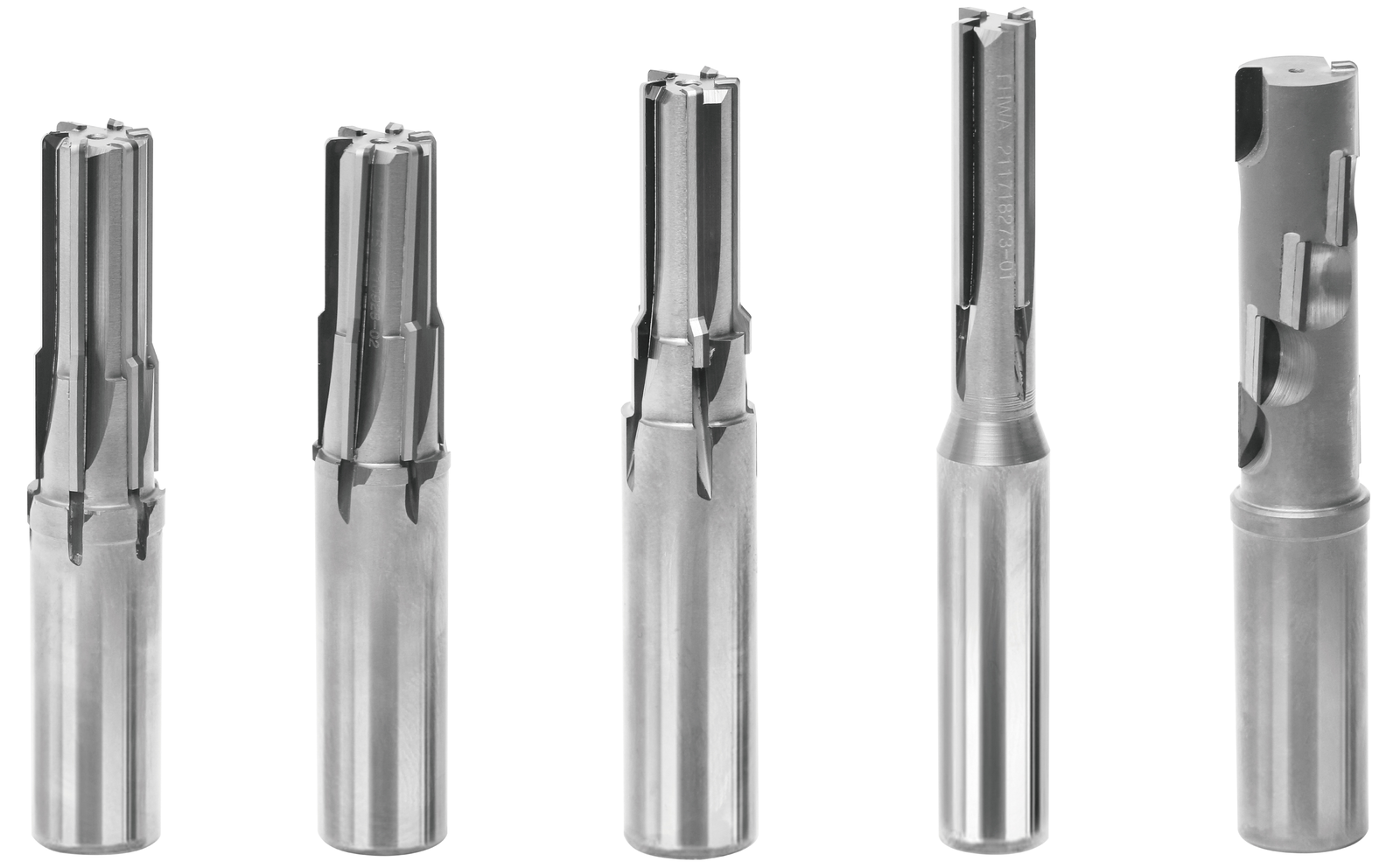 Five PCD end-mill designs for scroll compressors.