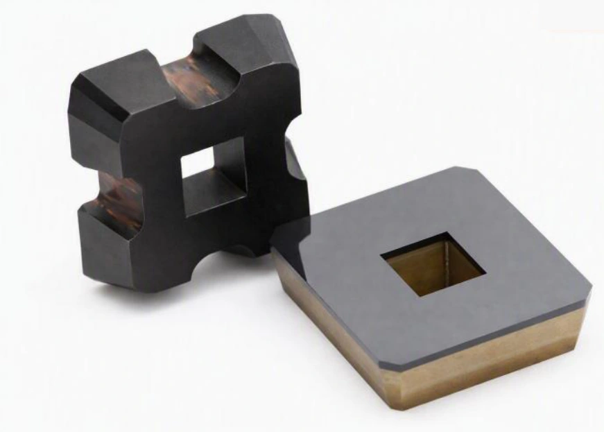 Precision stripping blades for rectangular hairpin conductors.