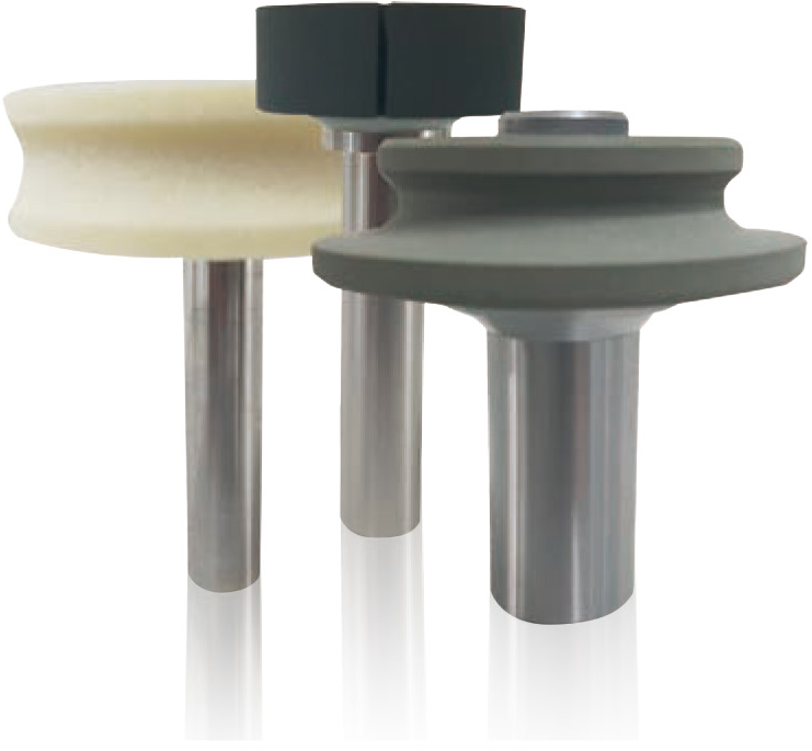 Foam pad, groove wheel and brush tool for polishing.