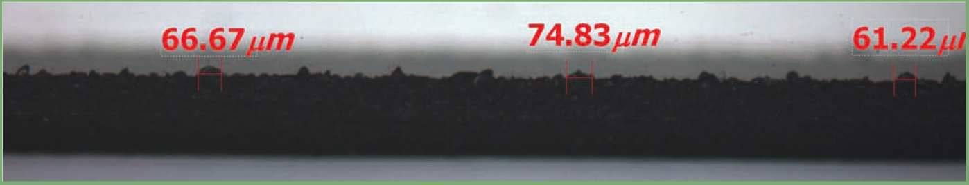 Glass edge after metal #500: local measurement marks are retained.