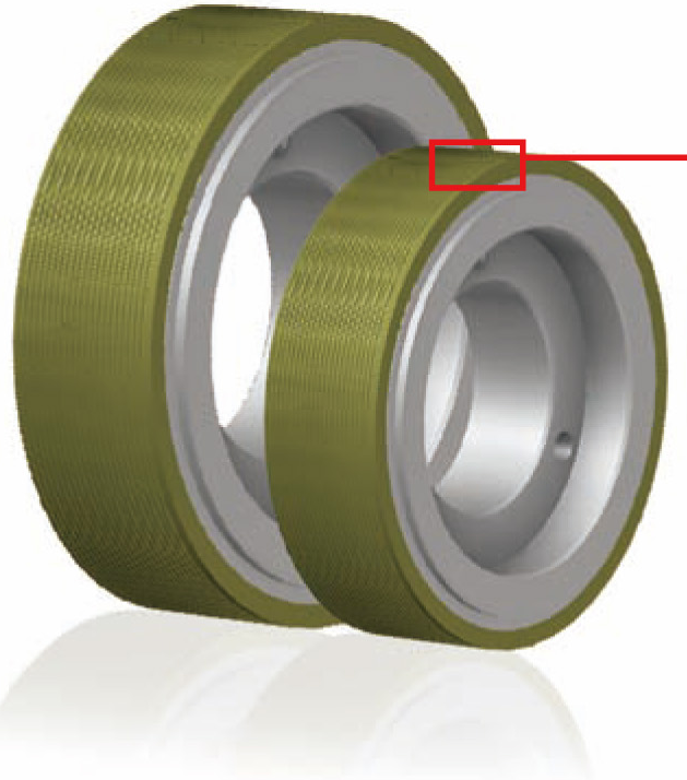 Hard polyurethane groove wheel.