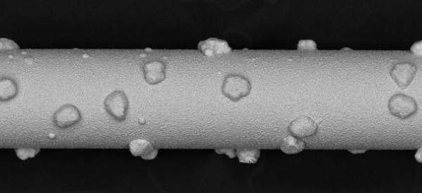 Diamond-coated wire: side view.