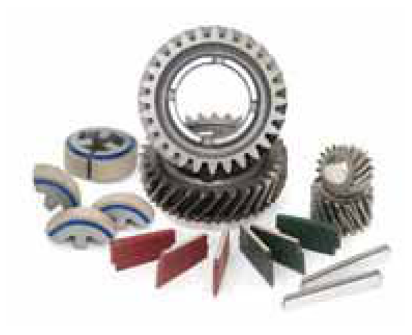 Metal-bonded honing stones for transmission components.