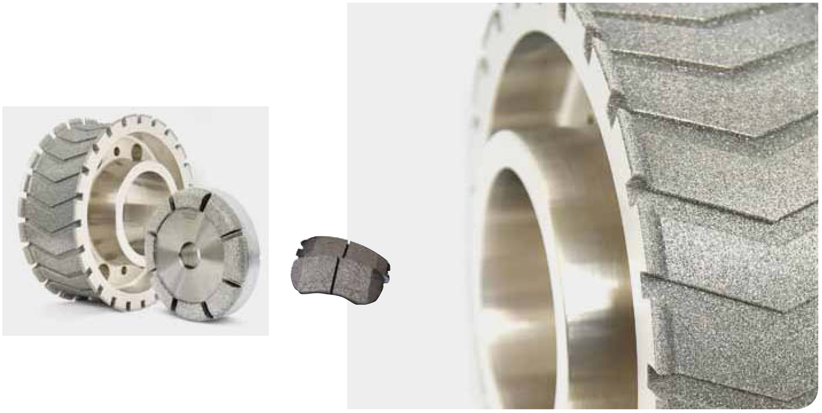 BSL and electroplated grinding wheels with a brake-pad example.