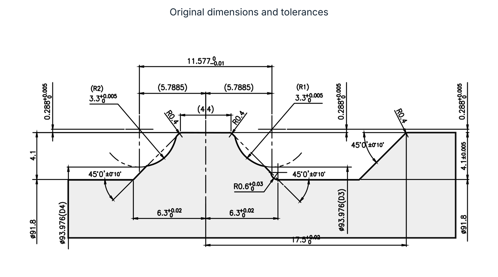 Rail profile: dimensions, radii and angle tolerances
