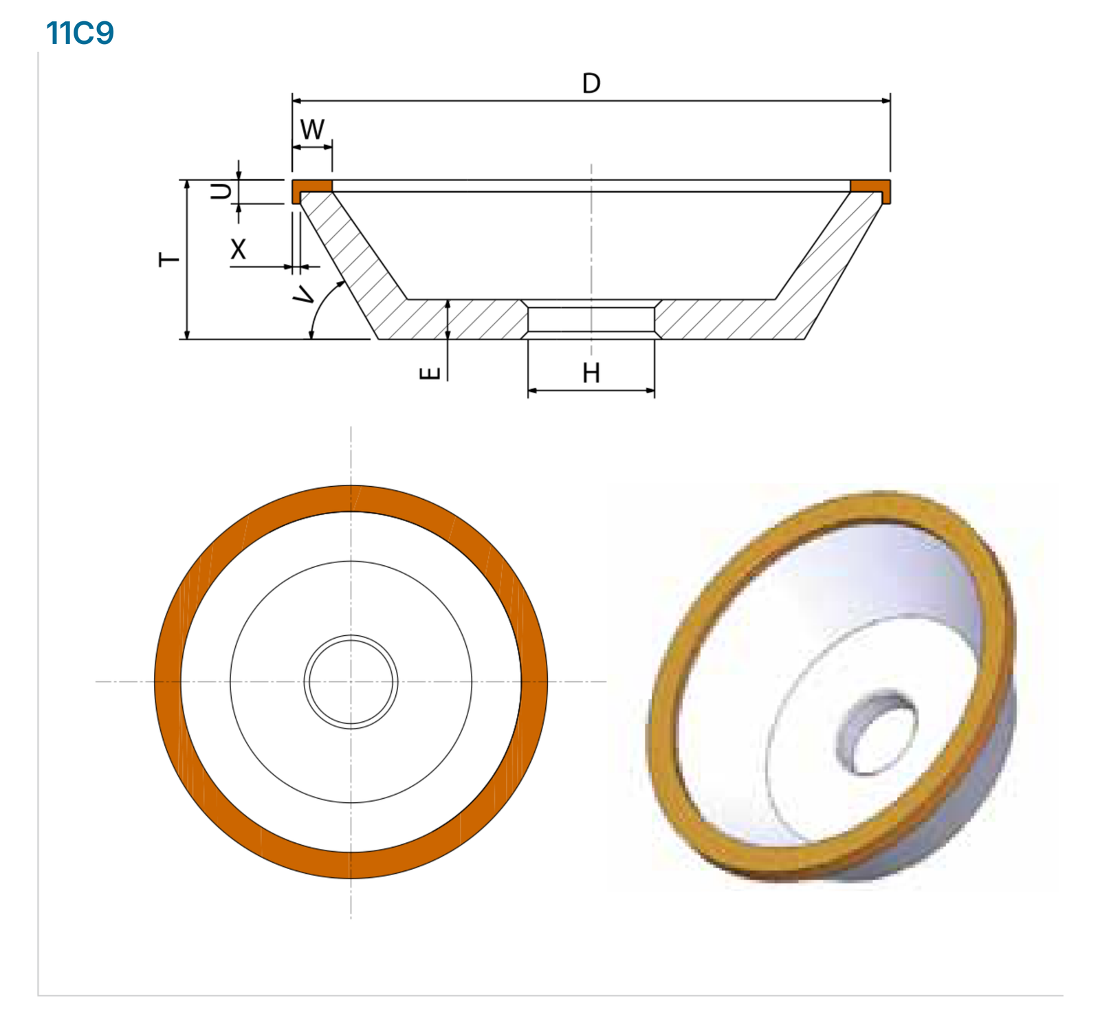 11C9: section, dimension codes and tool model