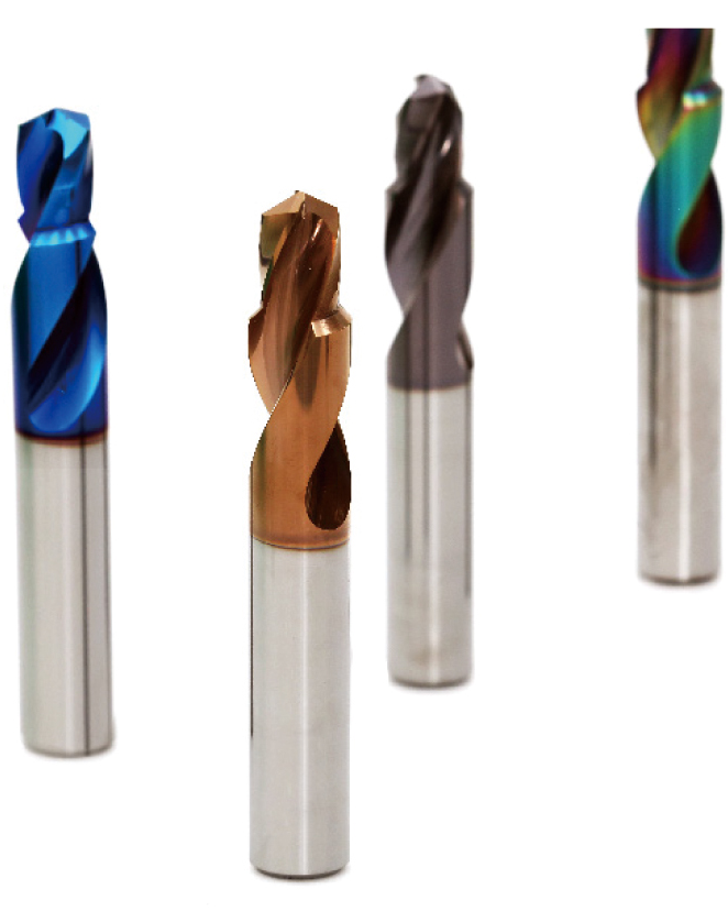 Coated carbide tools in four designs.