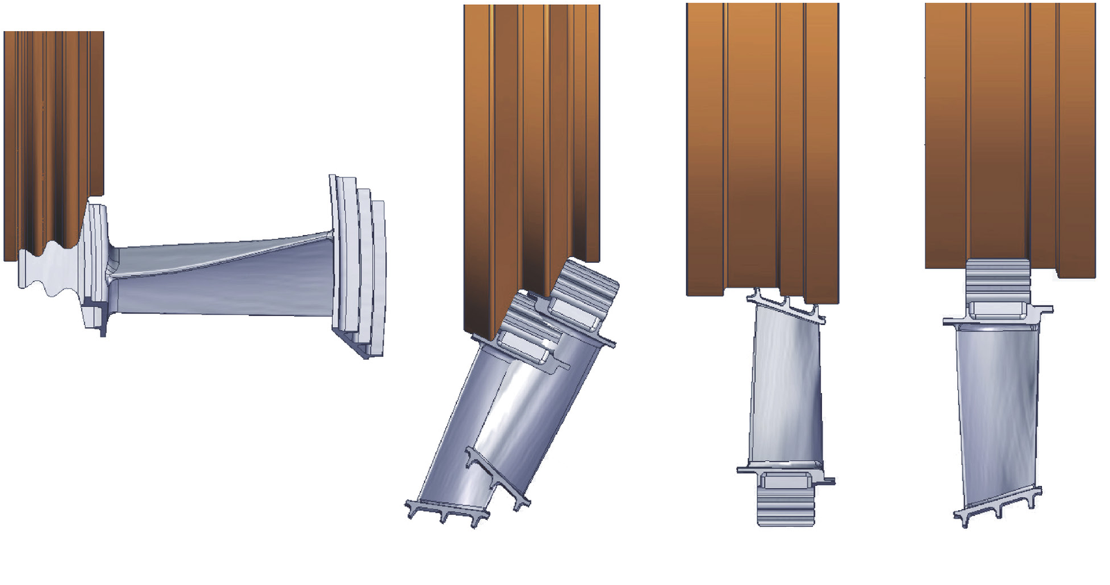 Four profile-contact positions for turbine blades.