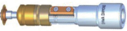 Tool spindle for lens grinding.