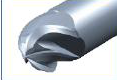 Four-flute ceramic end mill: perspective view.