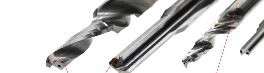 Aluminium drills: cutting-edge and flute details.