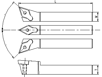 Haltersystem mit mittiger, rechter und linker Ausrichtung; Zeichnungsmaße L, W und T.