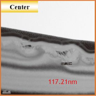 Vitrified #5000, centre: original Q233 measurement image with markings and scale.