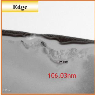 Vitrified #5000, edge: original Q233 measurement image with markings and scale.