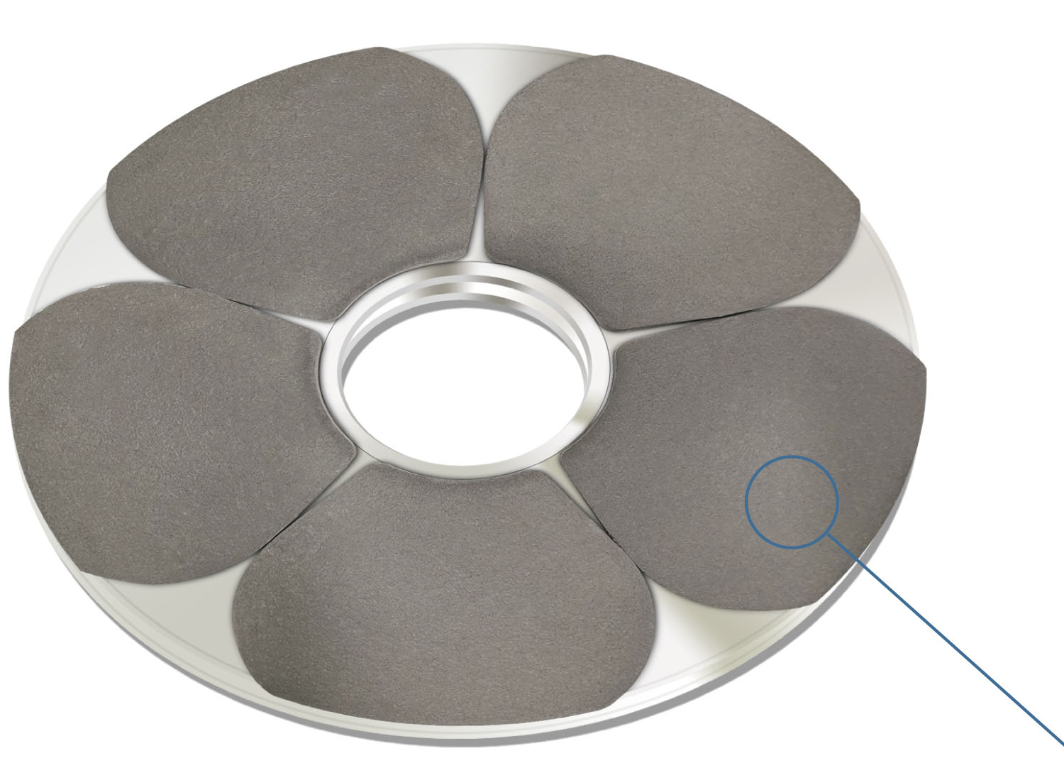 Gettering polishing pad, segmented version.