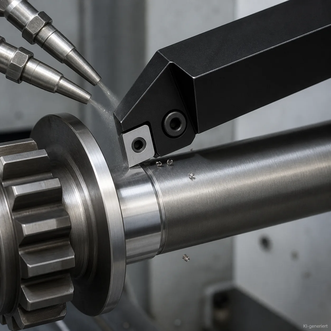 PCBN indexable insert hard turning a hardened shaft with minimum quantity lubrication