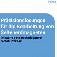Titelgrafik des Blogbeitrags ‚Präzisionslösungen für die Bearbeitung von Seltenerdmagneten‘ mit dem Untertitel ‚Innovative Schleiftechnologien für höchste Präzision‘, gestaltet in Blau und Weiß.